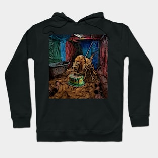 watercolor locust with lions head eating birthday cake Hoodie